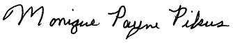 Monique Payne Pikus signature